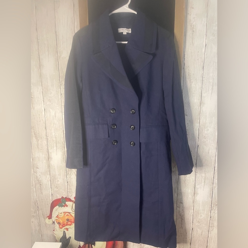 Victor Alfaro Rent The Runway Pre-Loved Navy/Blk Twill Double Breasted Coat Sm